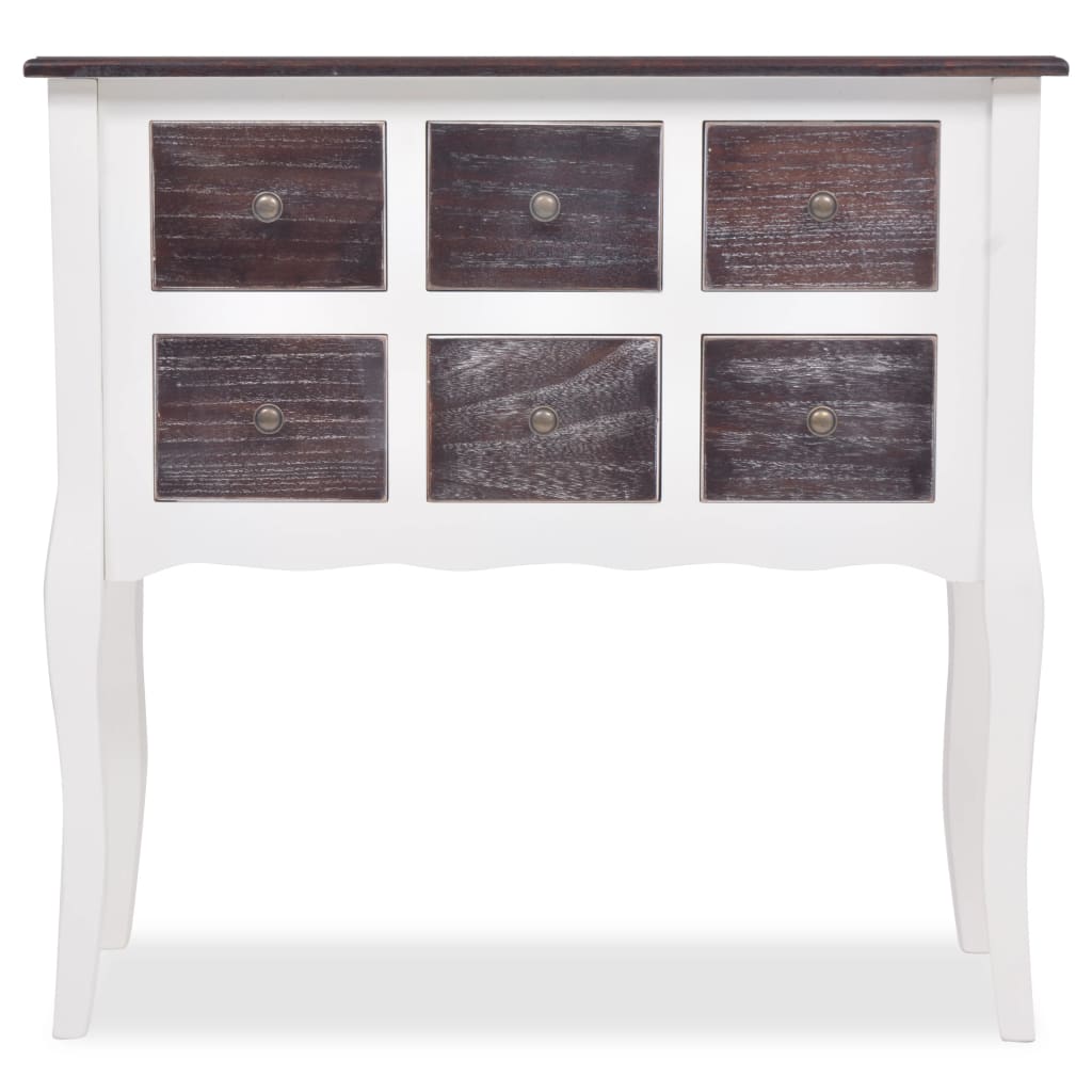 Console cabinet 6 brown and white wooden drawers