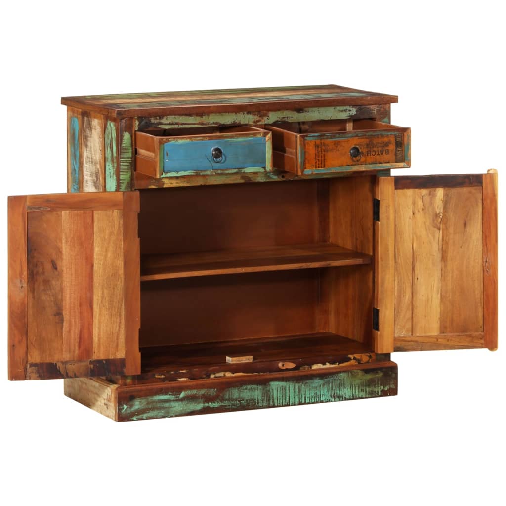 Vintage -Schrank mit 2 Schubladen 2 feste Holztüren geborgen