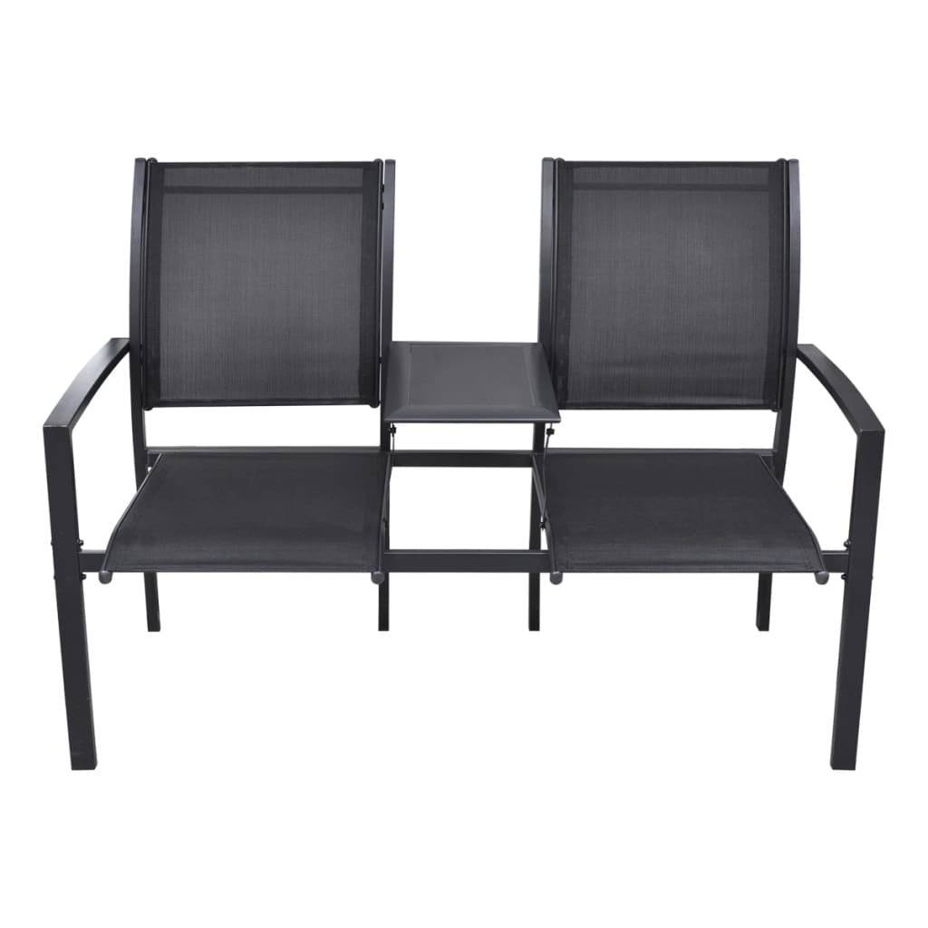 2 -seater garden bench 131 cm steel and black textilene