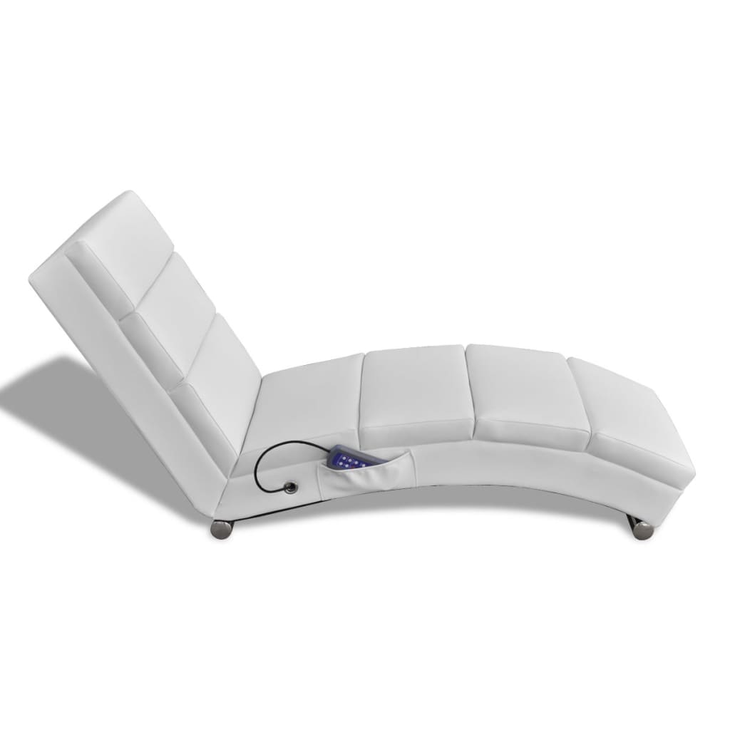 Chaise longue de massage Blanc Similicuir