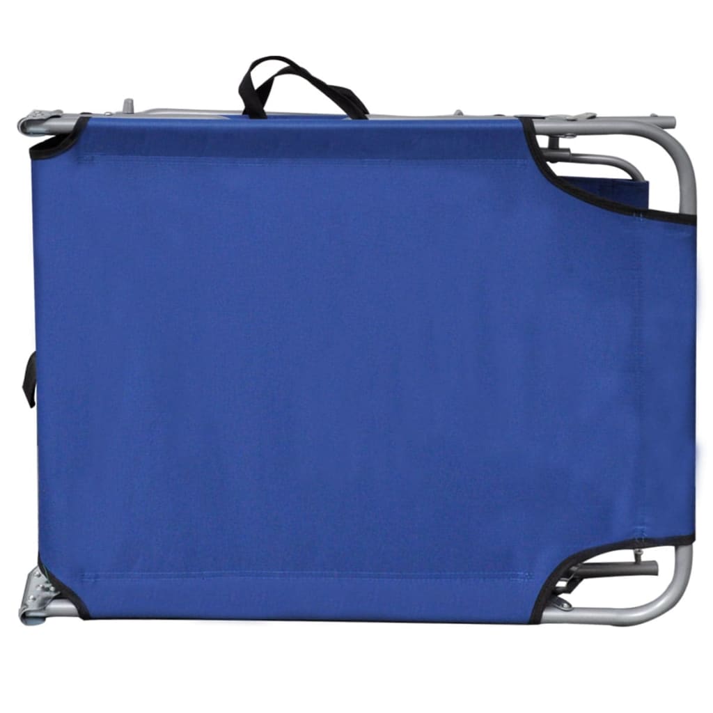 Chaise longue pliable avec auvent Acier et tissu Bleu