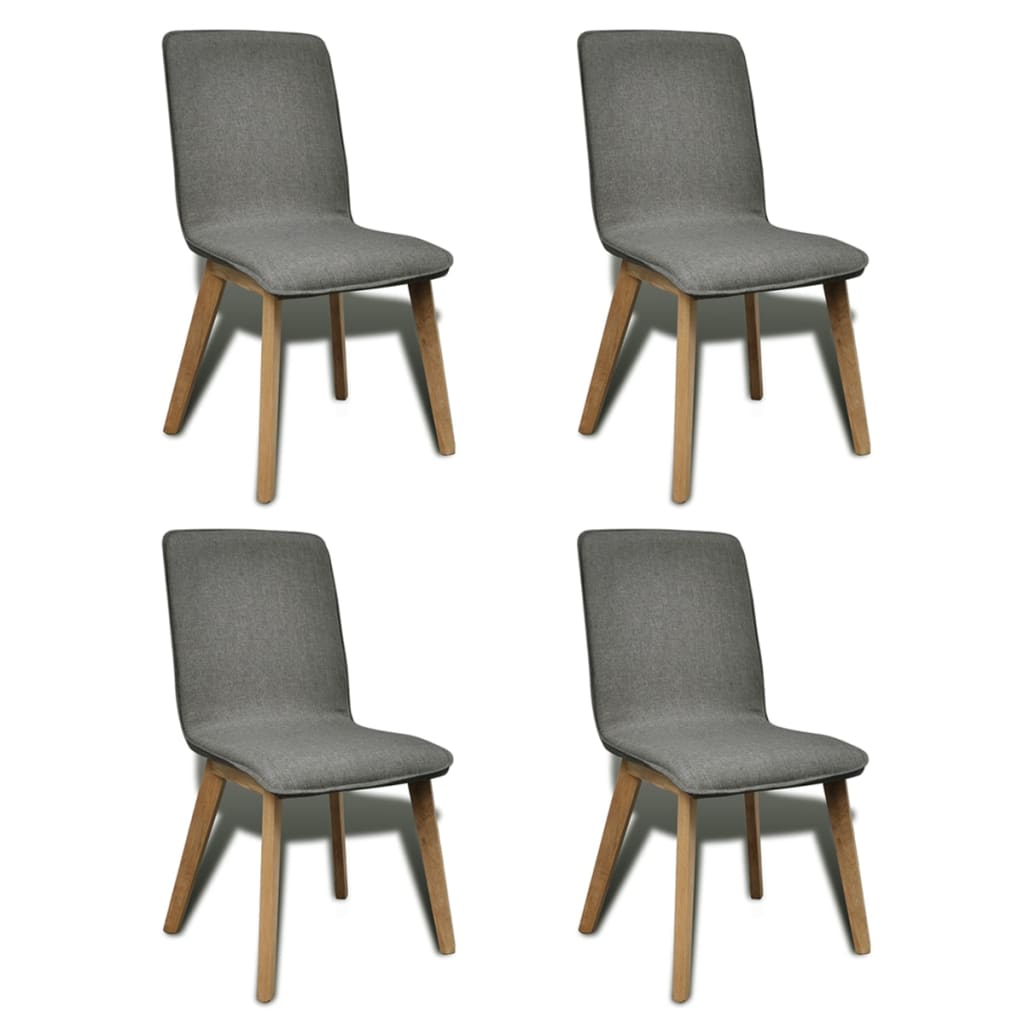 Dining chairs Lot of 4 light gray fabric and solid oak