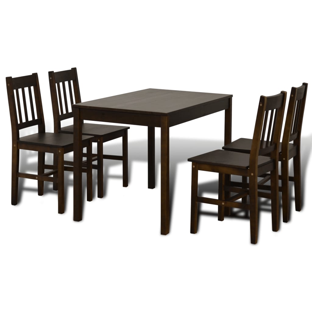 Table de salle à manger avec 4 chaises Marron