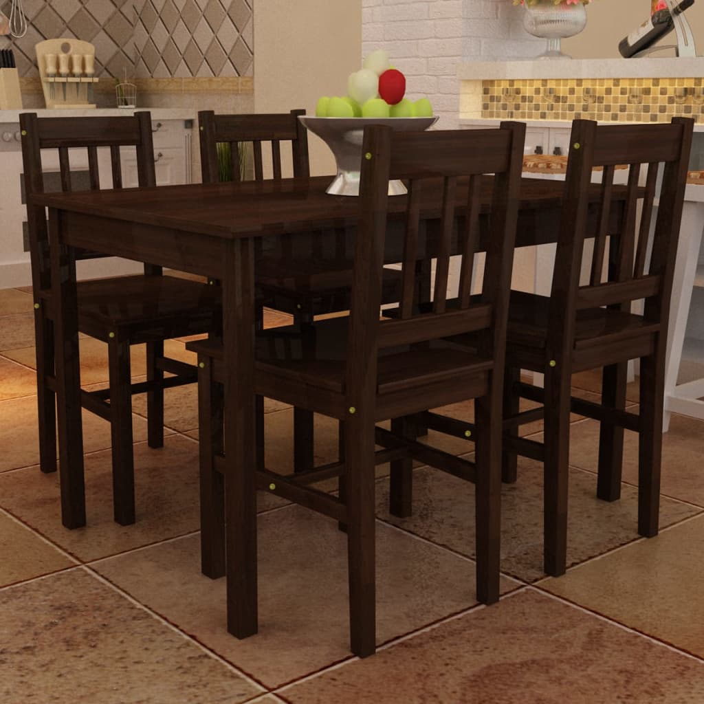 Dining table with 4 brown chairs