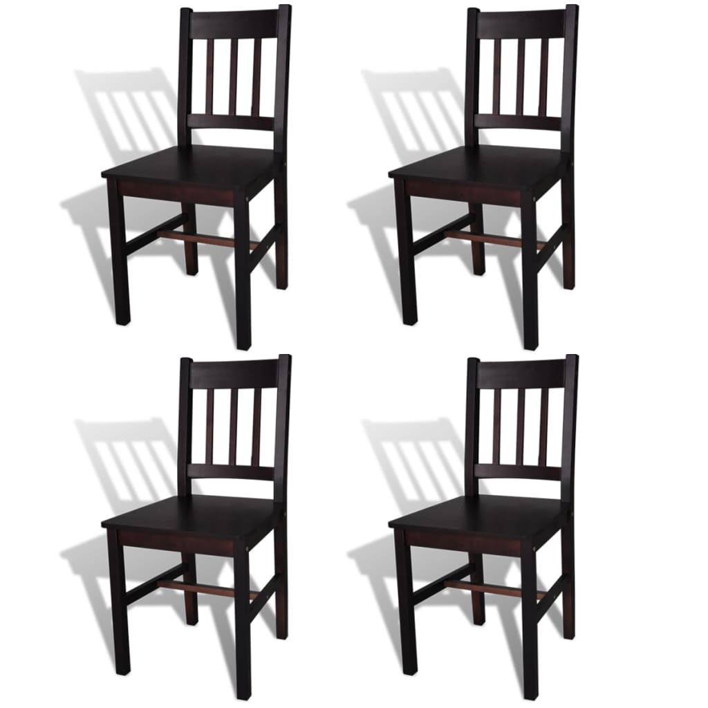 Dining chairs Lot of 4 dark brown Pinède