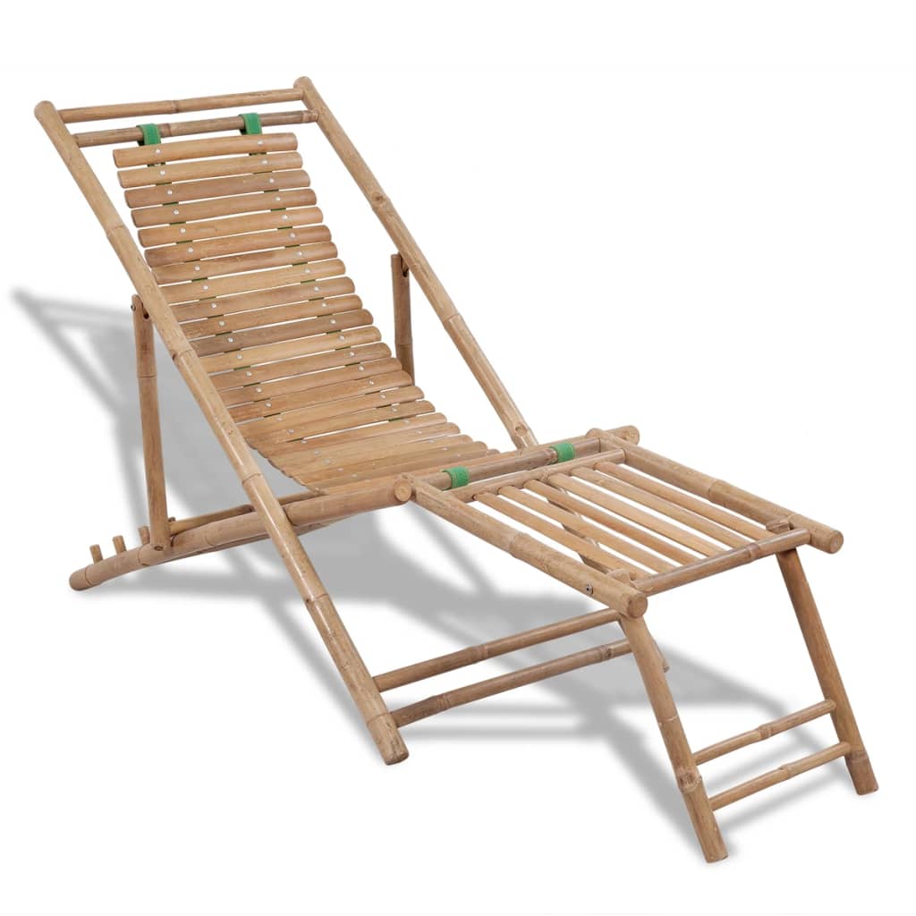 Outdoor terrace chair with bamboo footrests