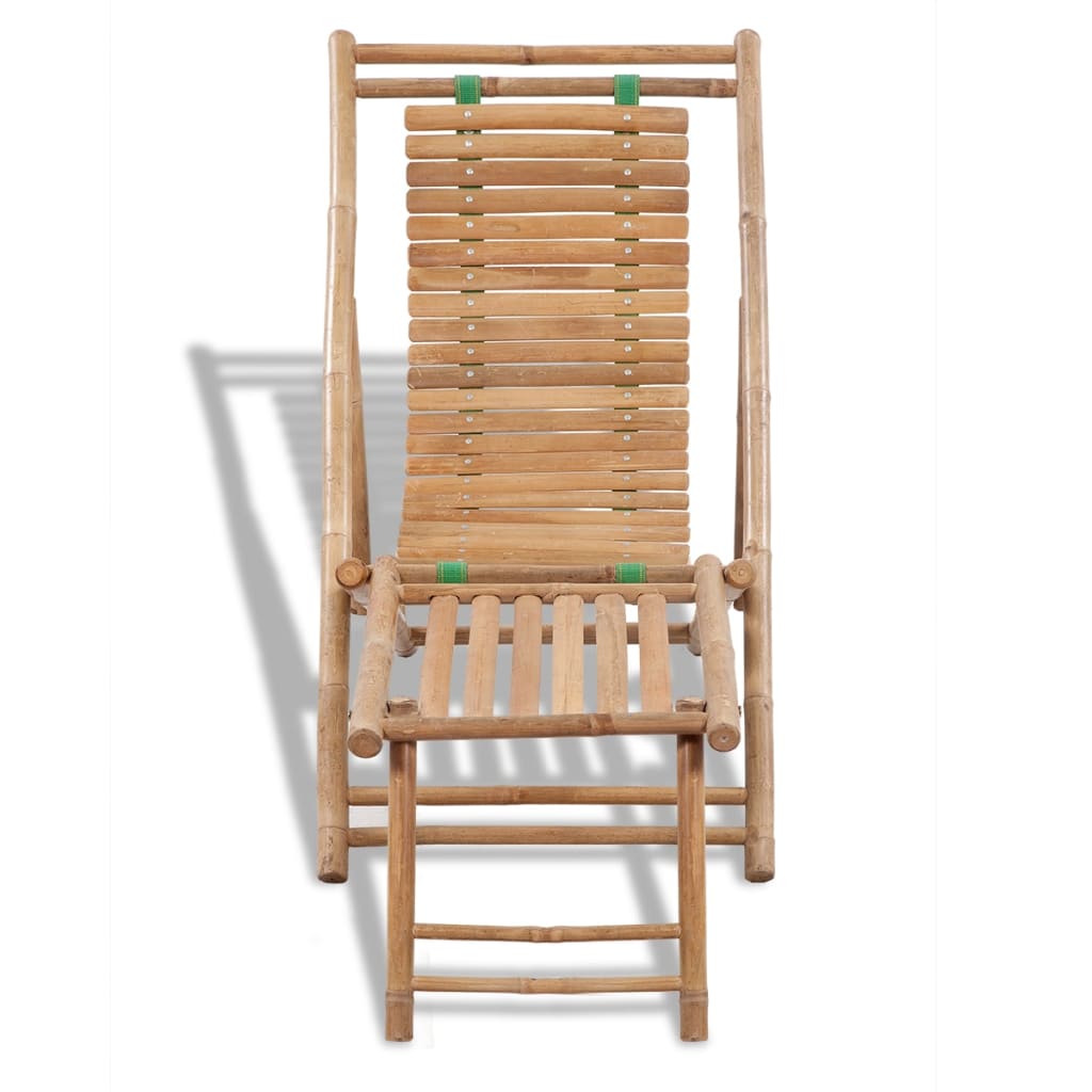 Outdoor terrace chair with bamboo footrests