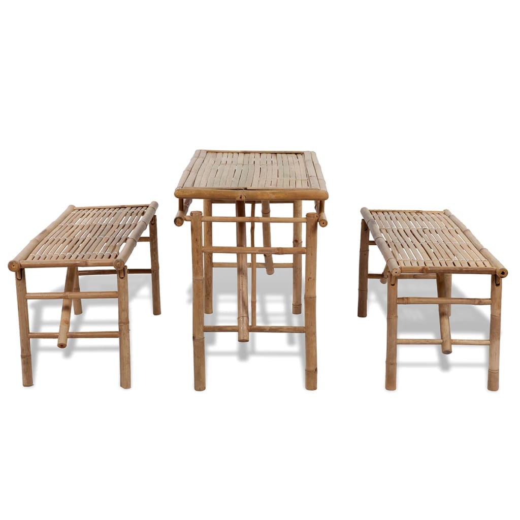 Table avec 2 bancs 100 cm Bambou