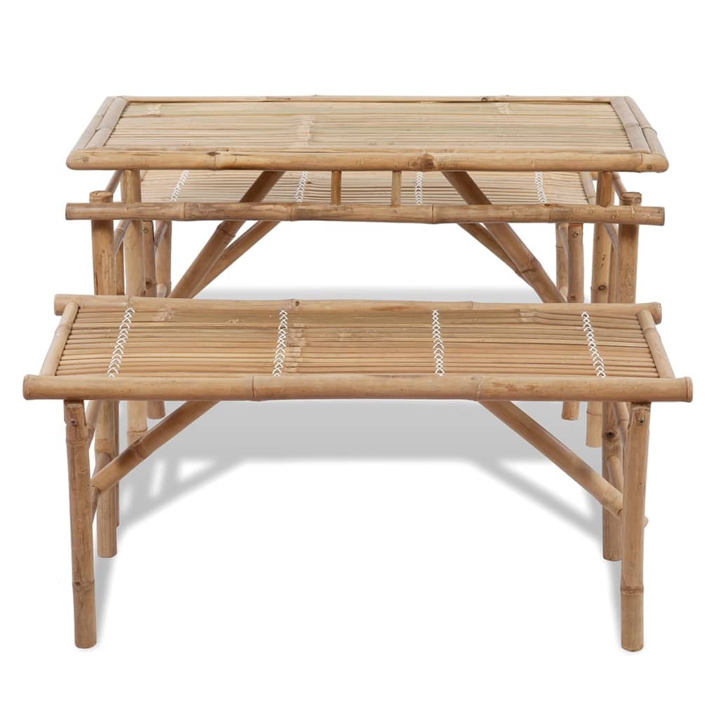 Table avec 2 bancs 100 cm Bambou