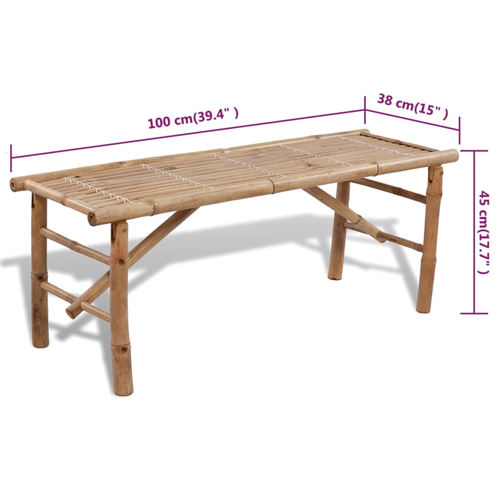 Table avec 2 bancs 100 cm Bambou