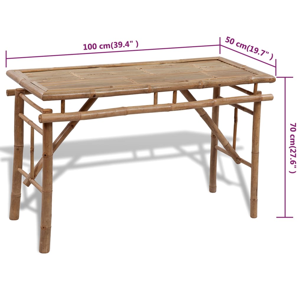 Table with 2 benches 100 cm bamboo