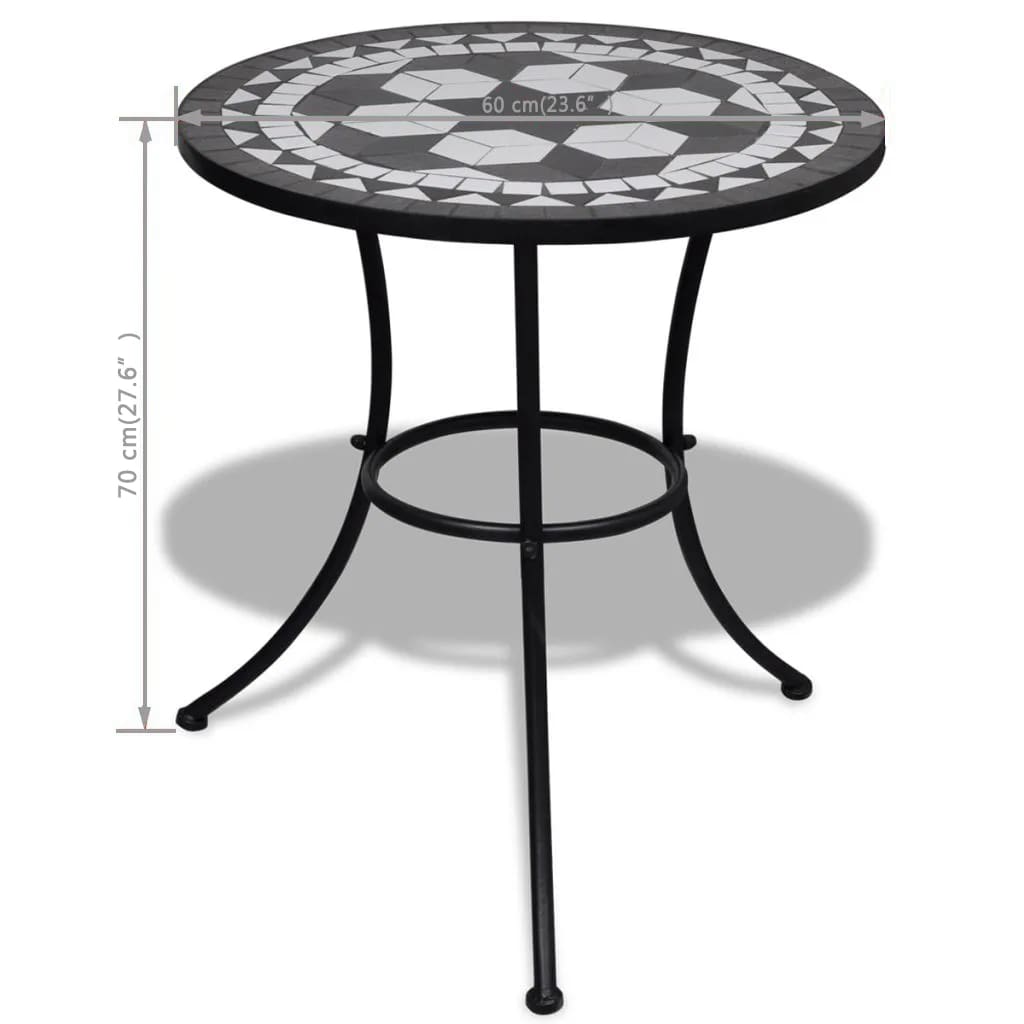 Tavolo da bistrot in bianco e nero da 60 cm a mosaico