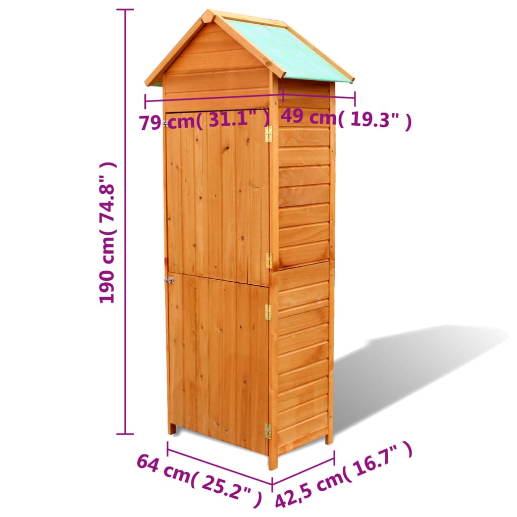 42.5x64x190 cm brown garden storage cabinet