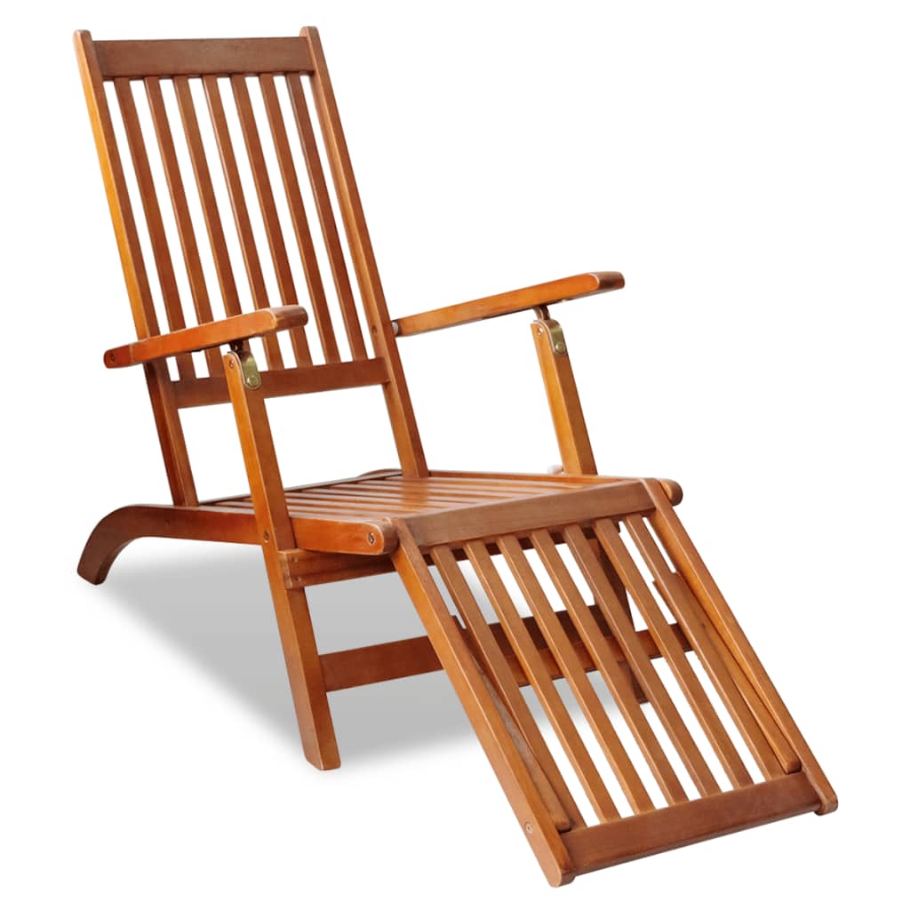 Terrace chair with solid acacia wood footrests