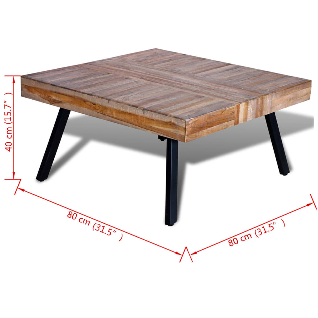 Recovery Teak Wood Square Couchtisch