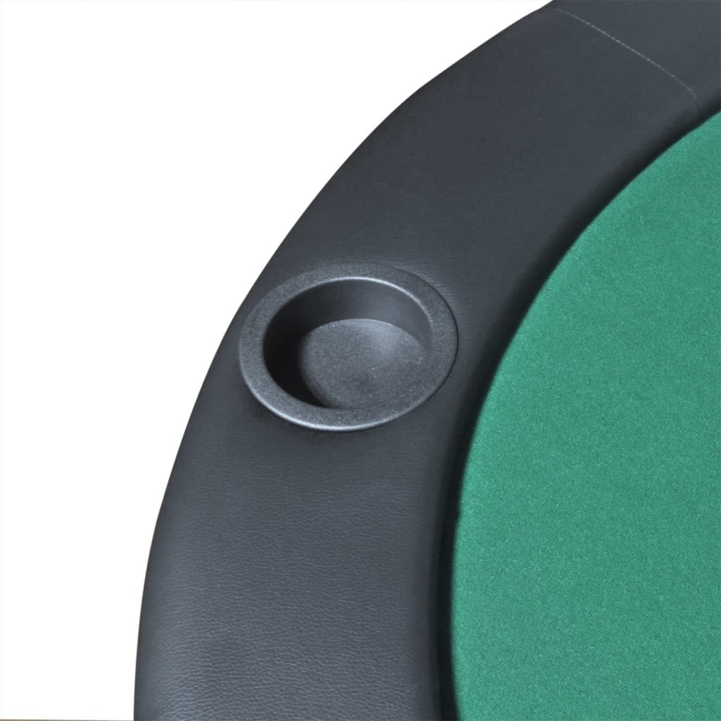 Foldable poker table top for 10 green players