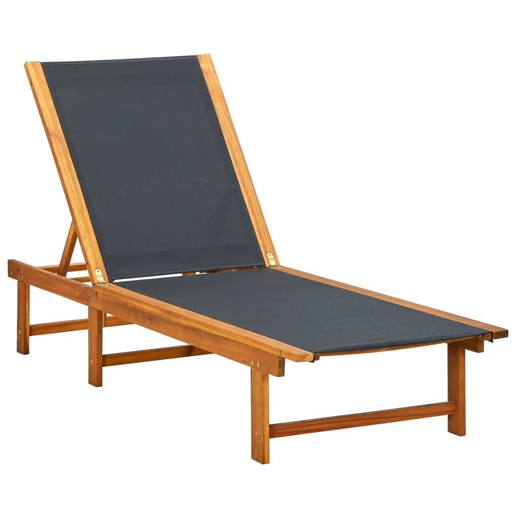 Langer Stuhl mit festem und Textilene Acacia Holz Tisch