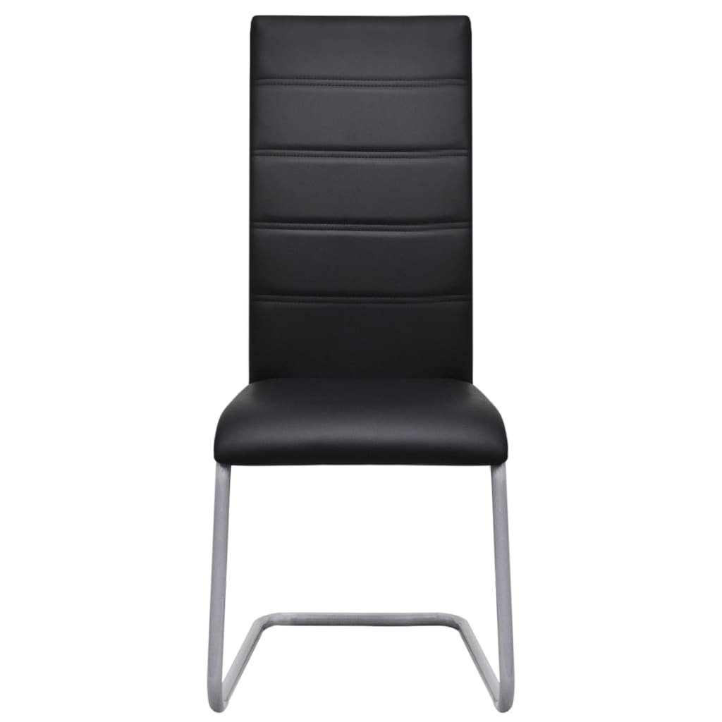 Dining chairs cantilever batch of 6 black imitation leather