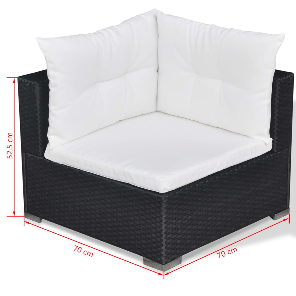 10 pcs garden furniture with black braided resin cushions