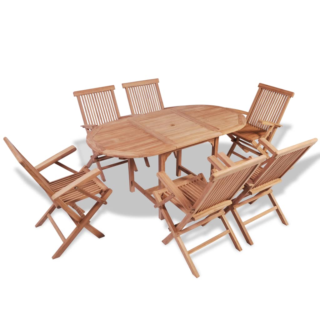 Set da pranzo da esterno in teak massello di 7 pezzi B-ware