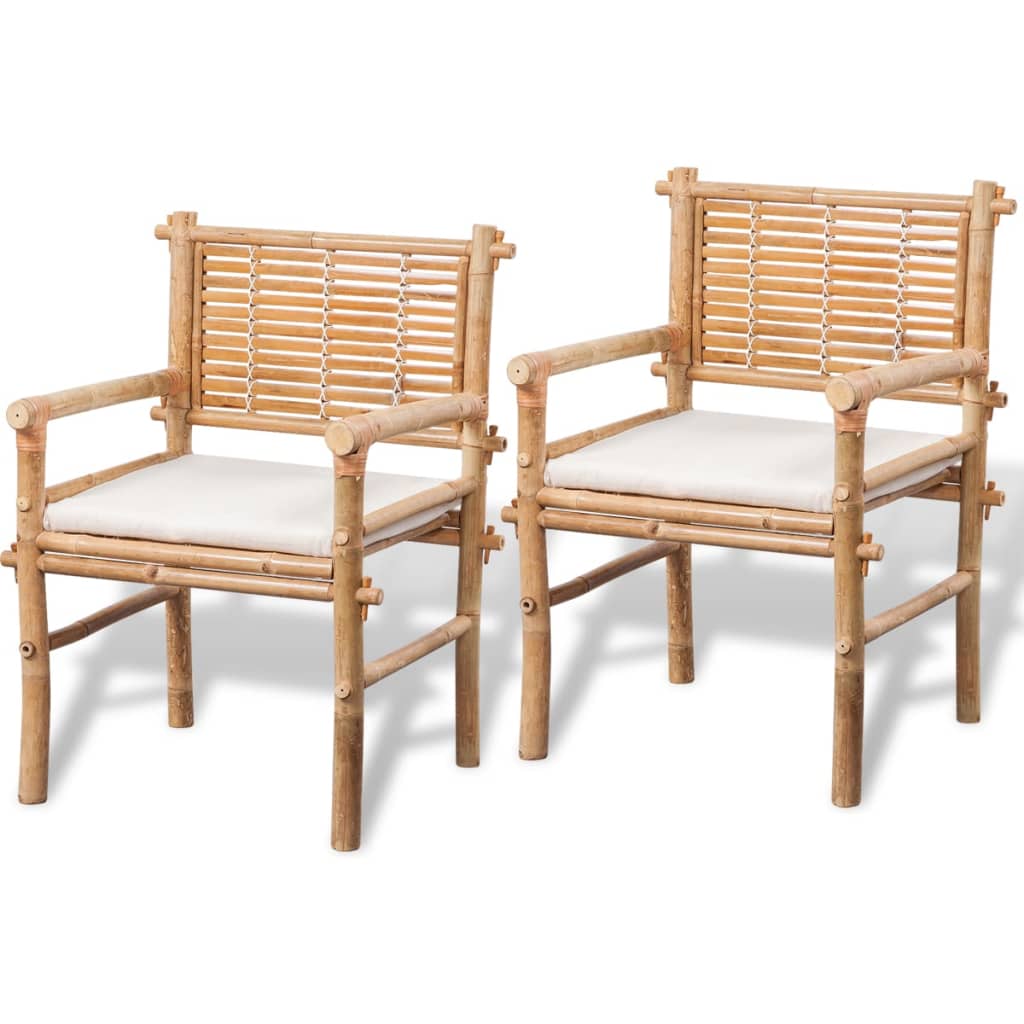 Mobilier de bistro 3 pcs avec coussins Bambou