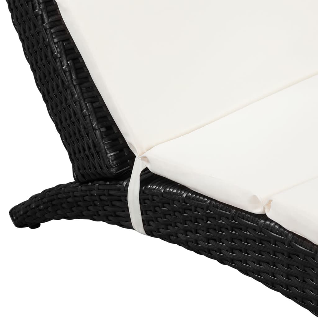 Foldable long chair with black braided resin cushion