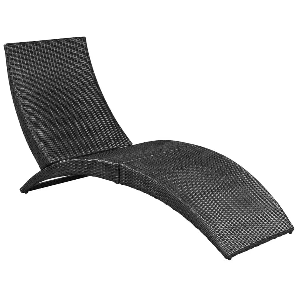 Faltbarer langer Stuhl mit schwarz geflochtenem Harzkissen