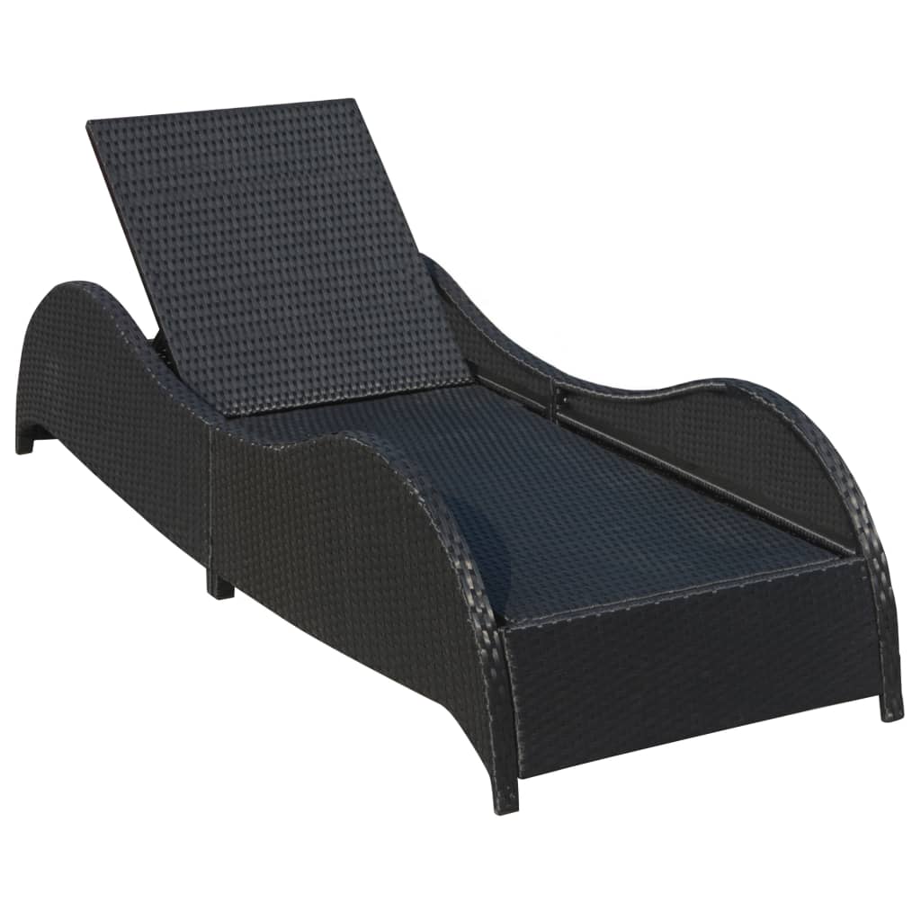 Langer Stuhl mit schwarzer geflochtenes Harzkissen