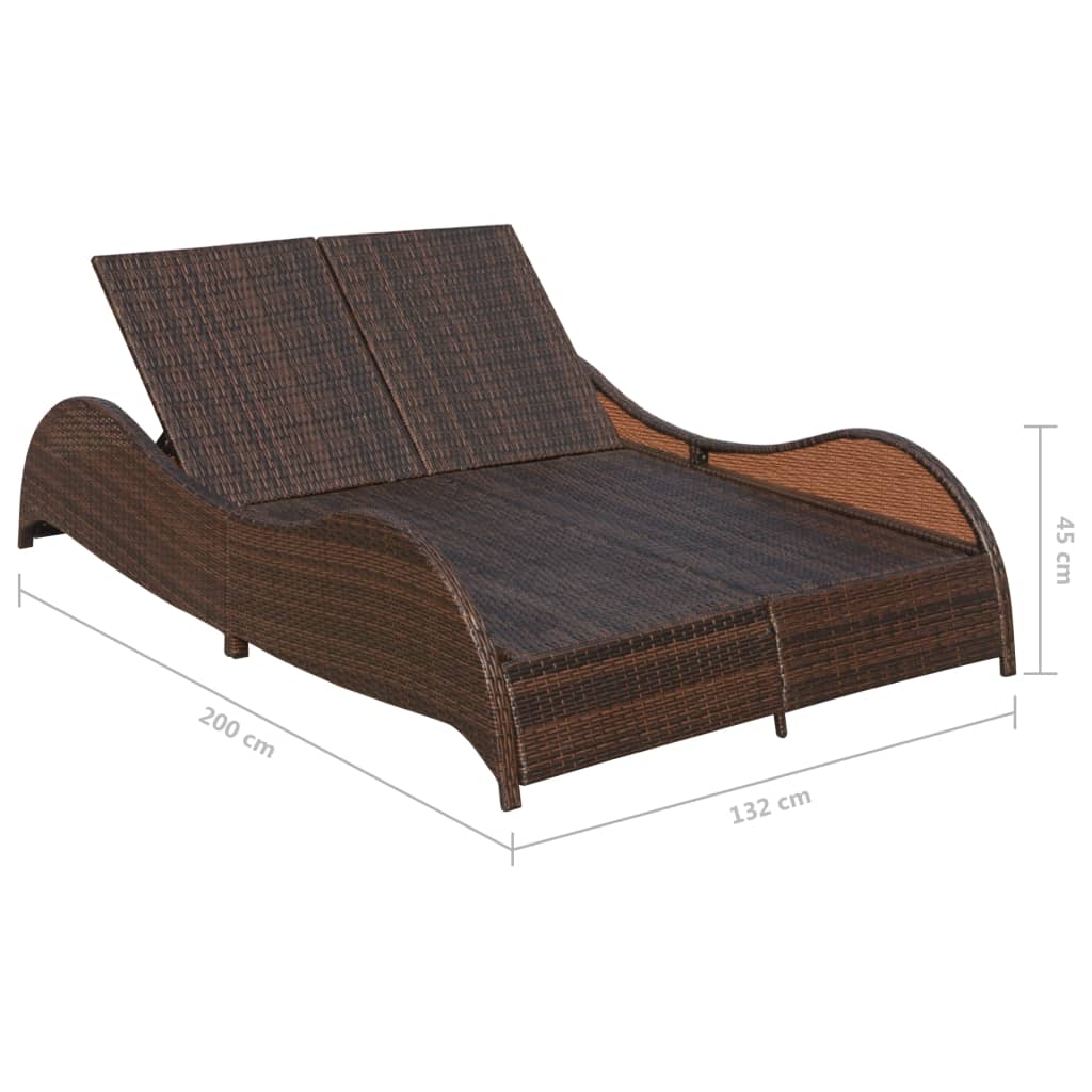 Double long chair with brown braided resin cushion