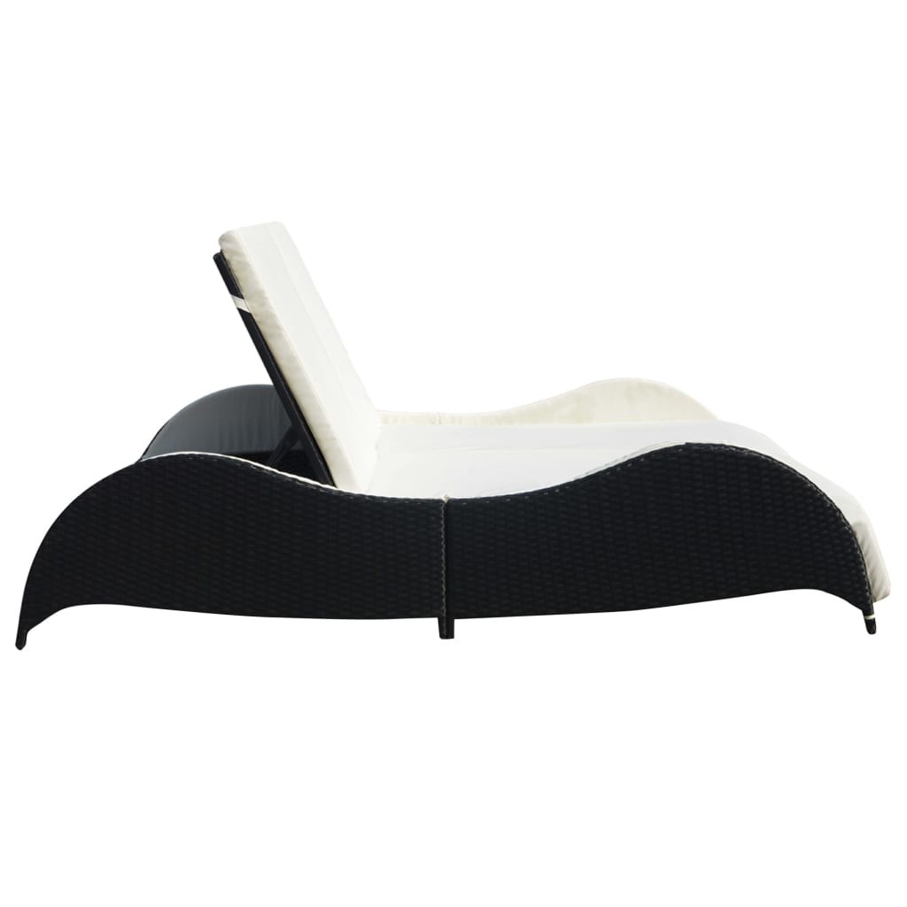 Double long chair with black braided resin cushion