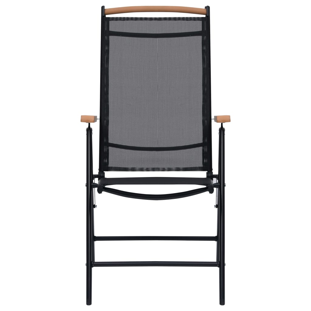 Foldable garden chairs 2 pcs aluminum and black textilene
