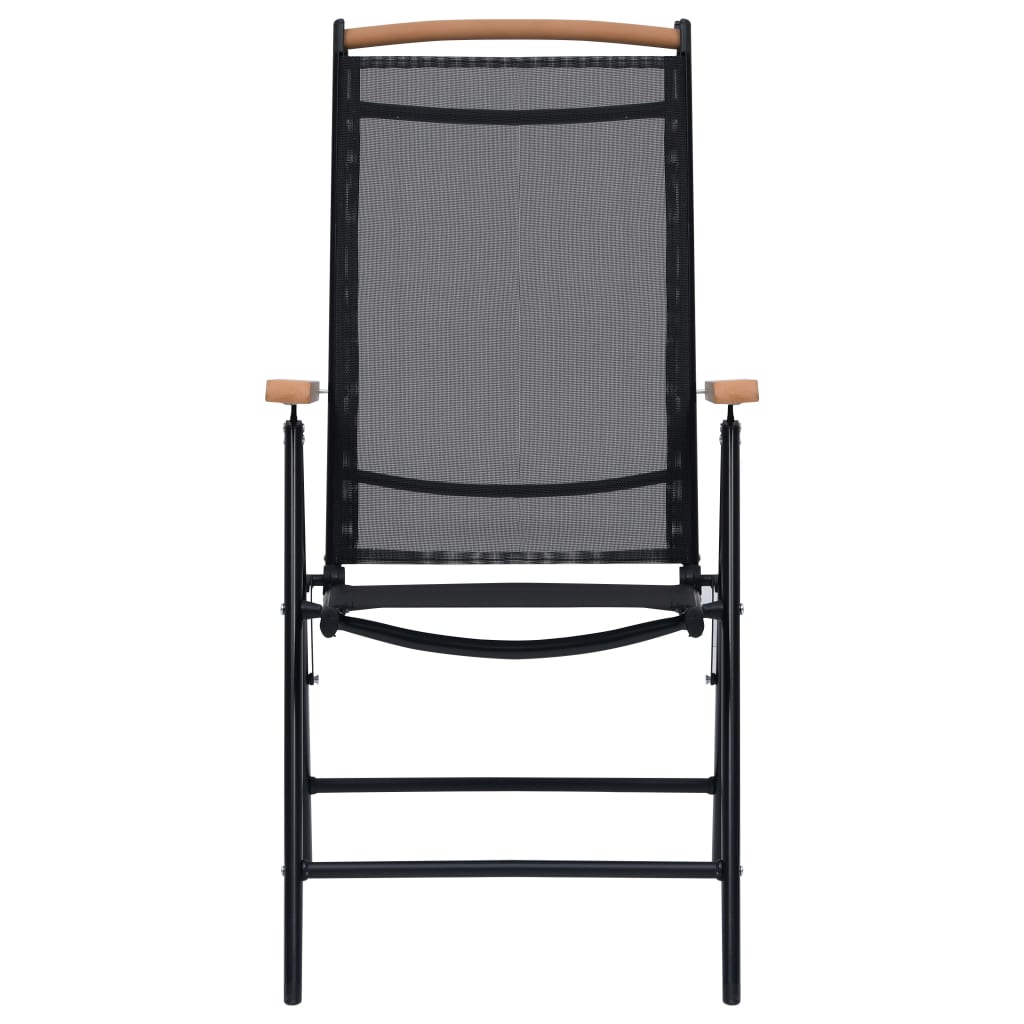 Chaises de jardin pliables 2 pcs aluminium et textilène noir