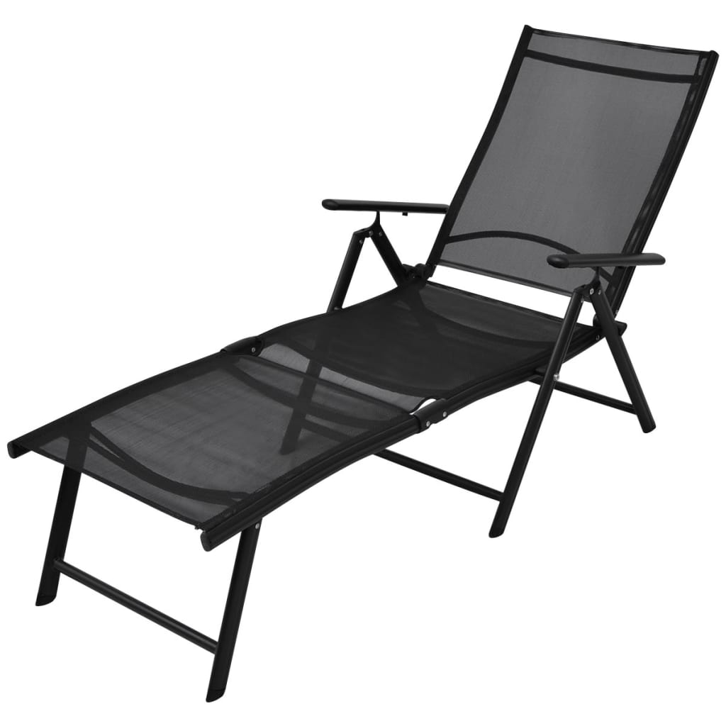Black aluminum foldable lounge chair