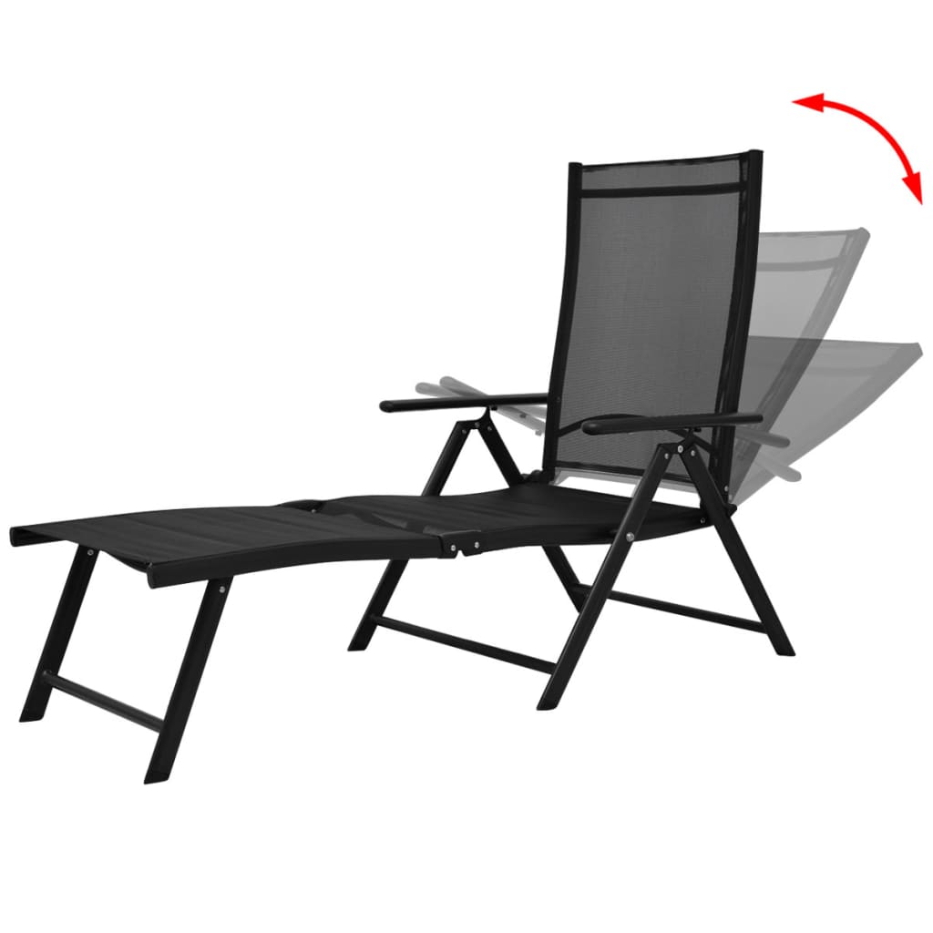 Black Aluminium Foldable Lounge Stuhl