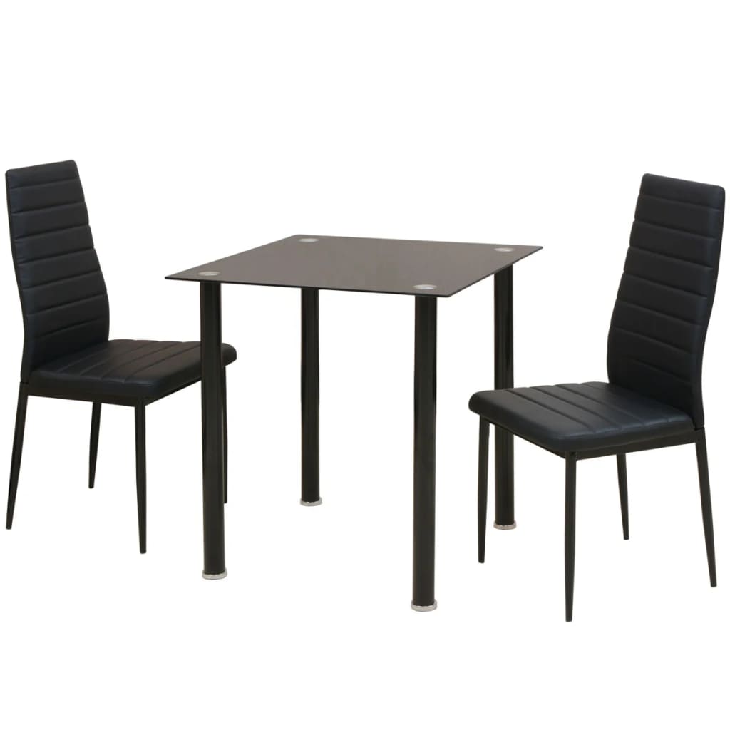 Ensemble de table et chaise de salle à manger 3 pièces noir