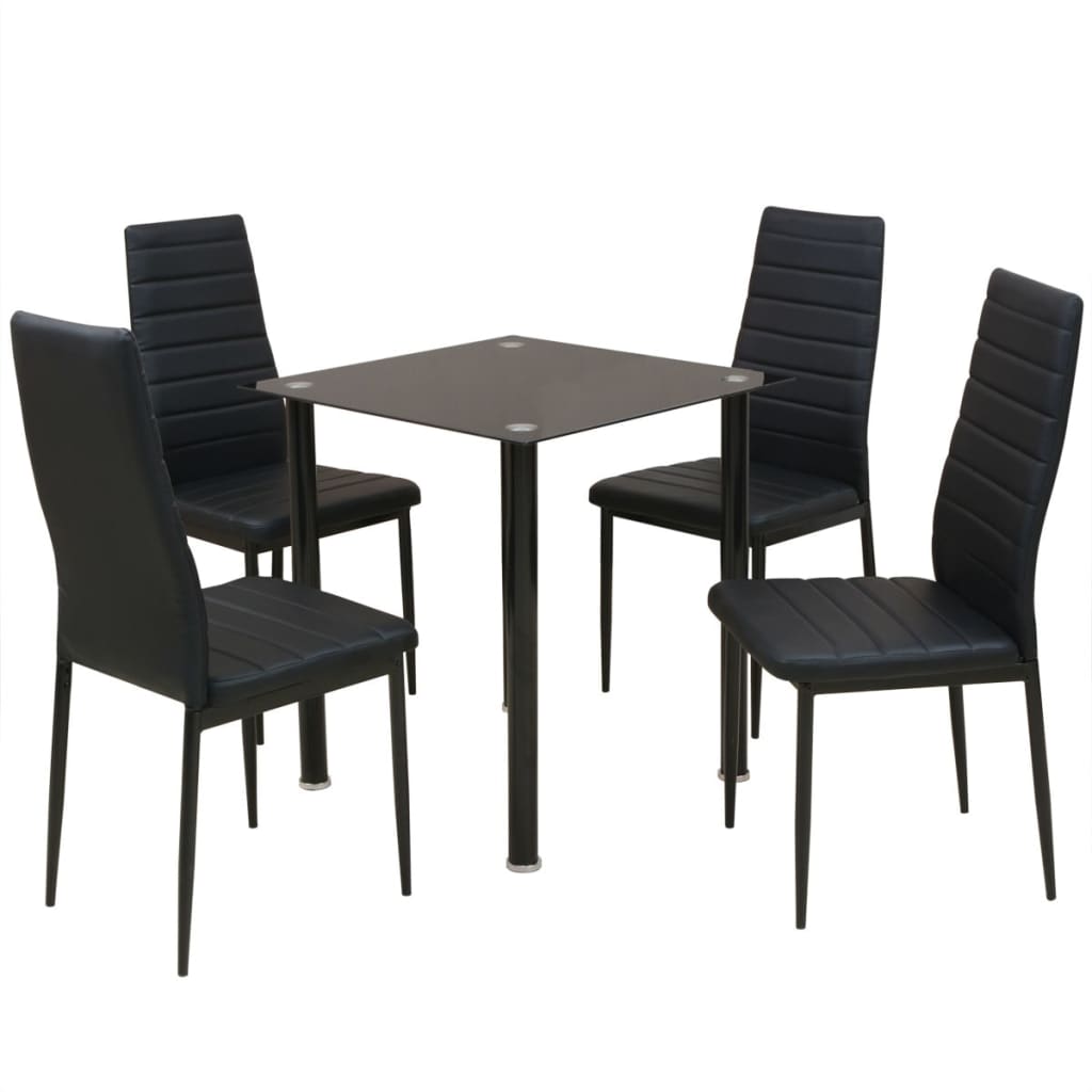 Set tavolo da pranzo e sedie neri da 5 pezzi