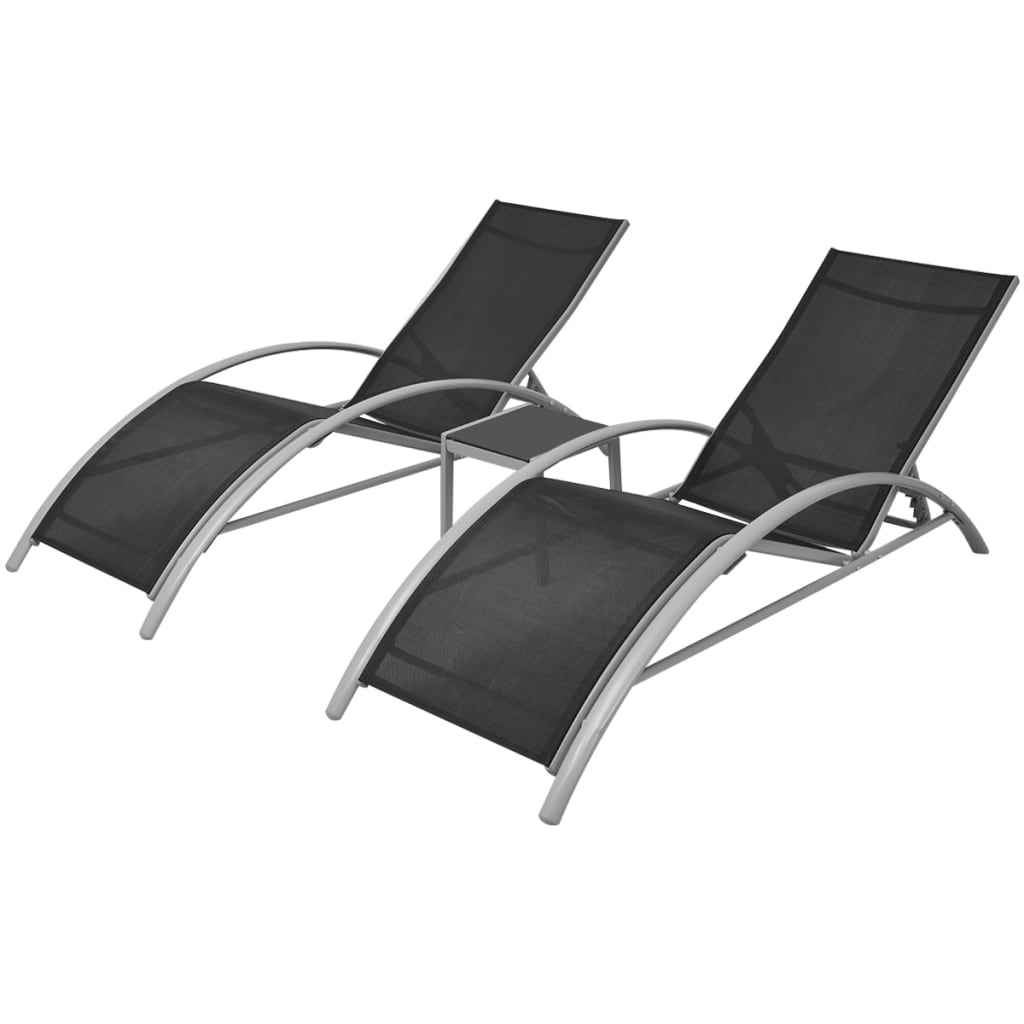 Long chairs with black aluminum table