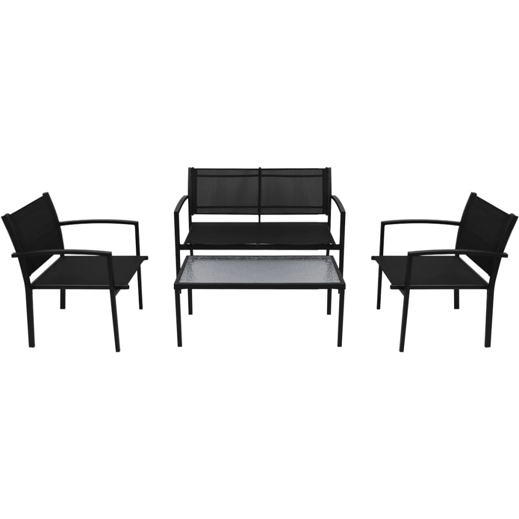 4 pcs garden furniture black textilene