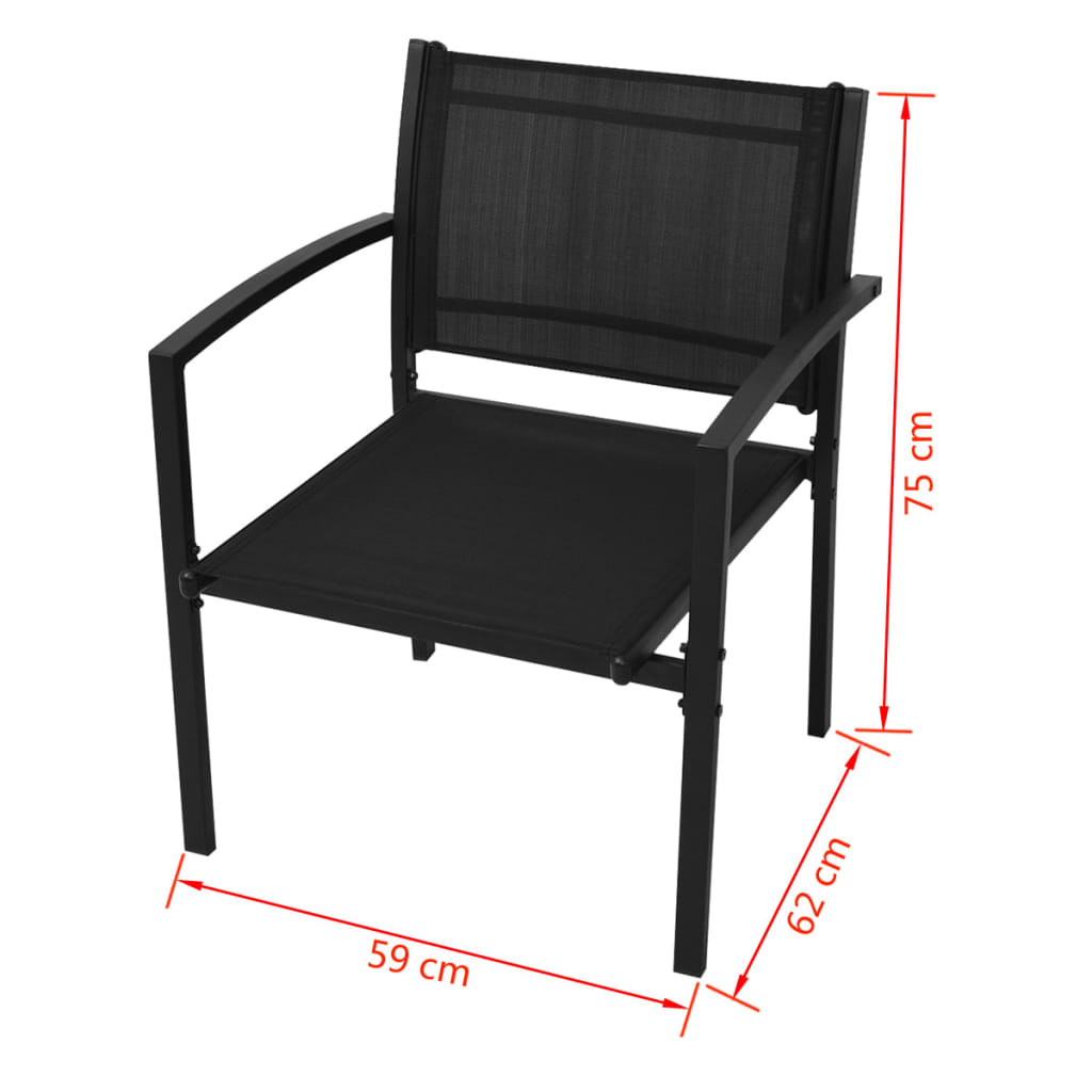 4 pcs garden furniture black textilene