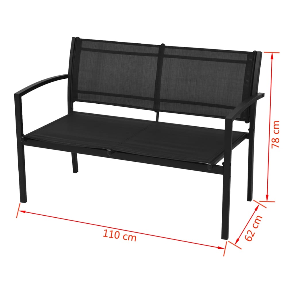 4 pcs garden furniture black textilene