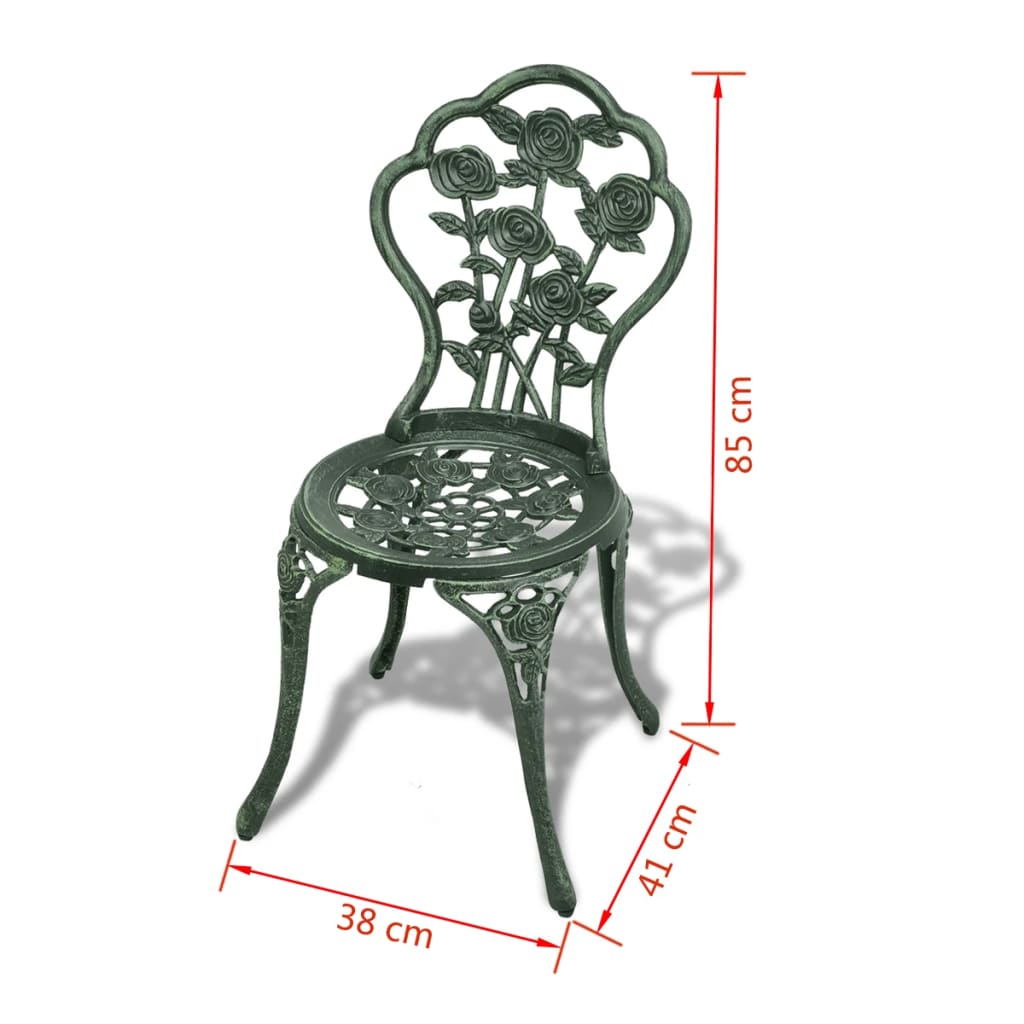 Jeu de bistro 3 pcs Aluminium coulé Vert