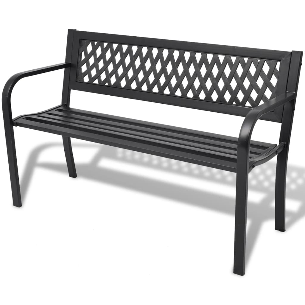 Garden bench 118 cm black steel