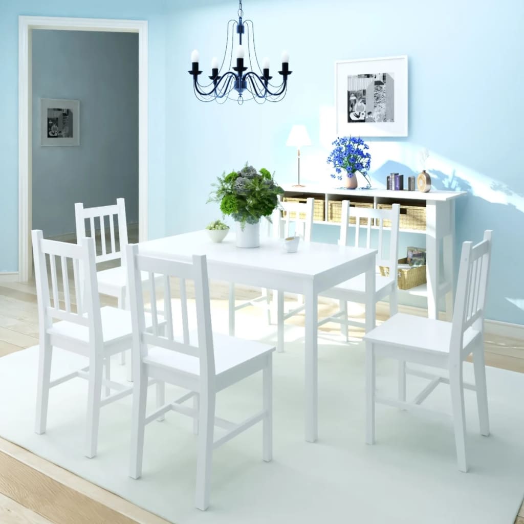 Dining room game 7 pcs white pine forest