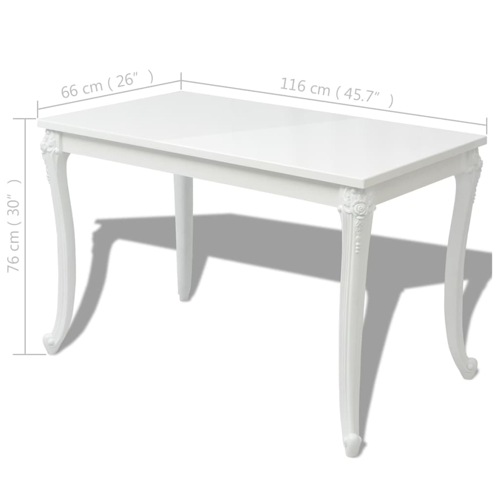 Table de salle à manger 116 x 66 x 76 cm Blanc haute brillance