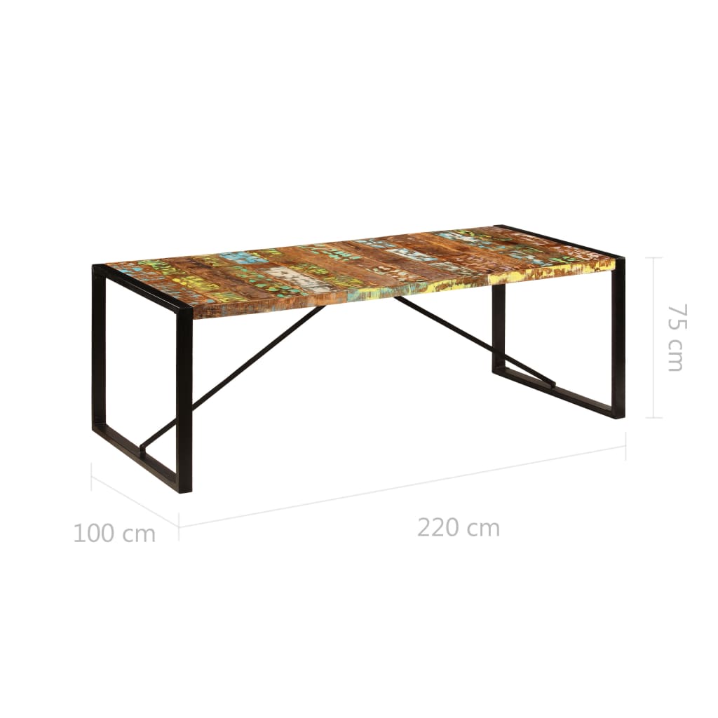 Table à dîner 220x100x75 cm Bois de récupération solide