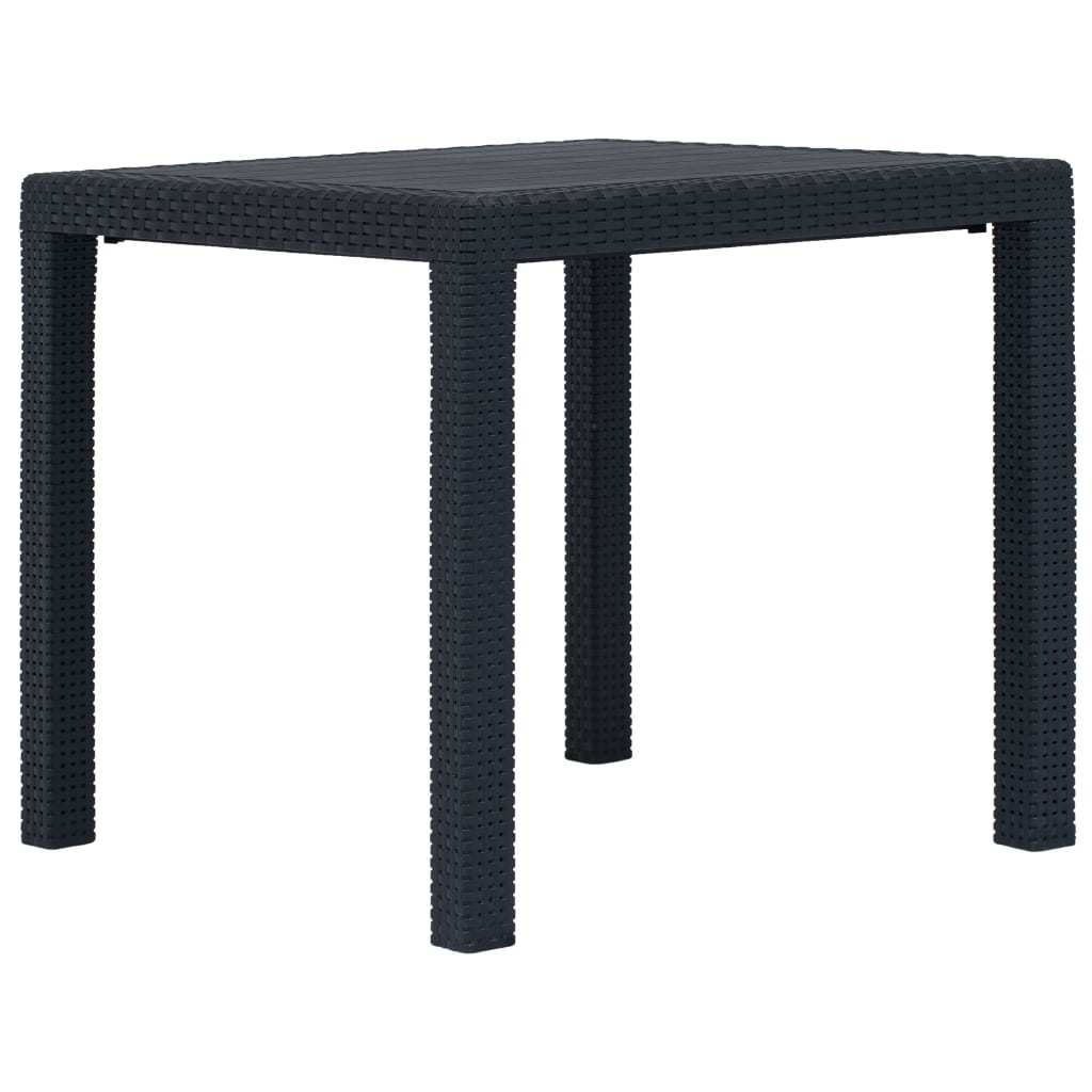 Anthracite garden table 79x79x72cm plastic rattan appearance