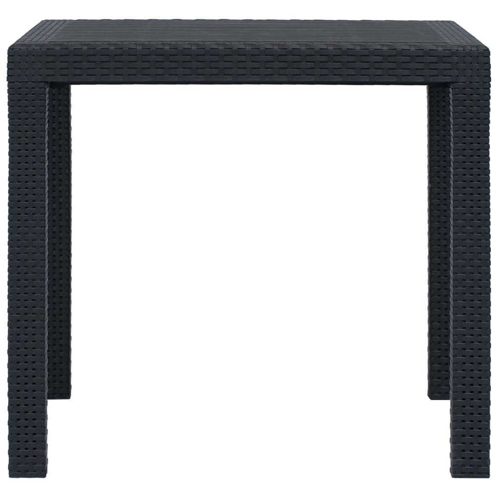 Anthracite garden table 79x79x72cm plastic rattan appearance