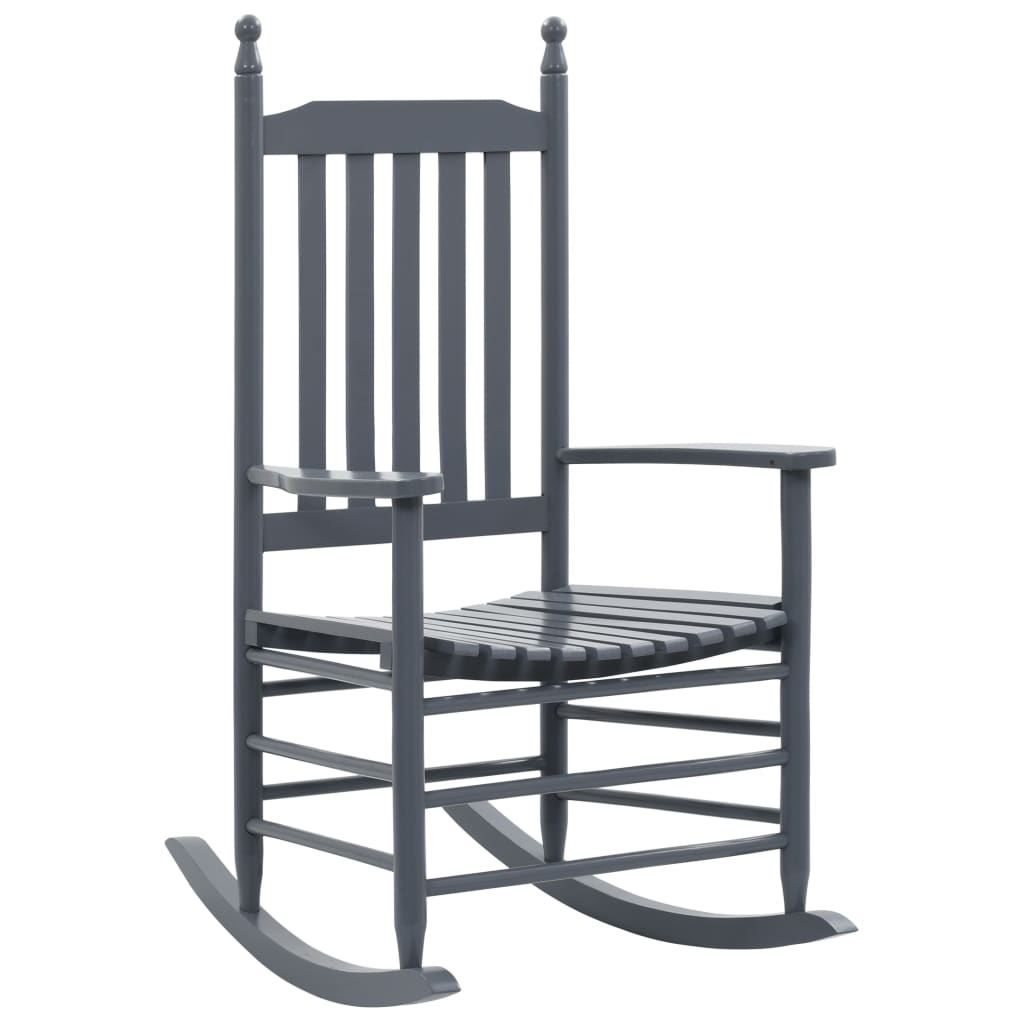Sedia a dondolo con sedile curvo grigio legno di pioppo