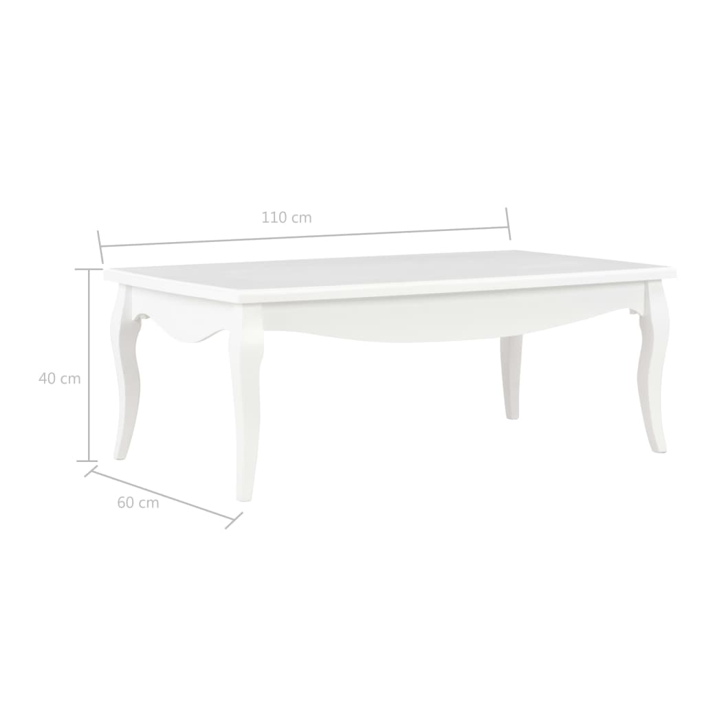 White coffee table 110 x 60 x 40 cm solid pine wood