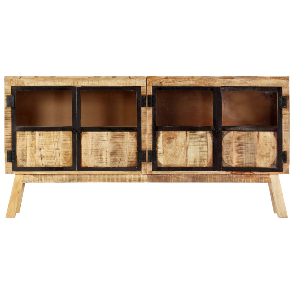 Buffet Marron et noir 160x30x80 cm Bois de manguier solide brut